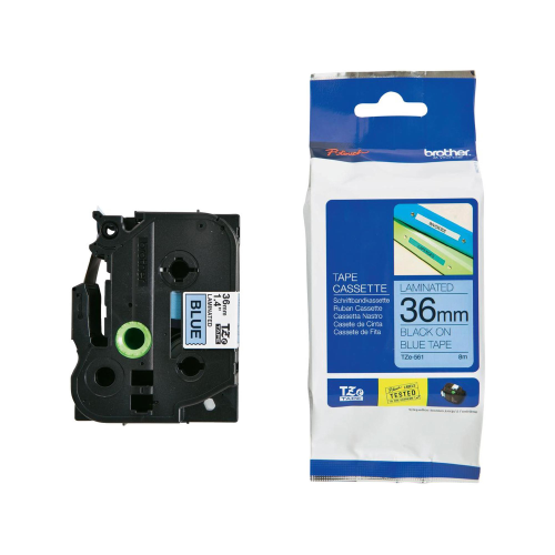 BROTHER TZE561 NASTRO LAMINATO 36MM X 8MT COLORE BLU STAMPA BLACK
